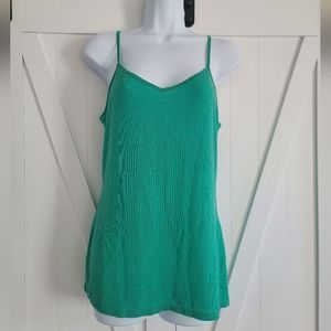 NWT Express Sparkly Green V Neck Cami Tank Top | Size Medium